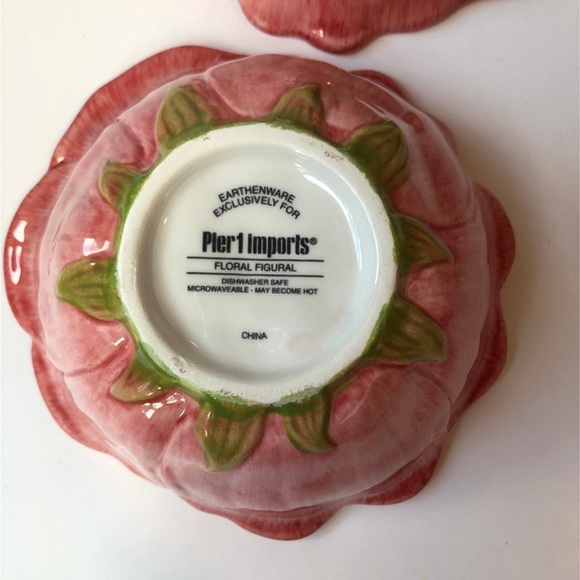 Earthenware pink Flower bowls pier 1 - Picture 6 of 7